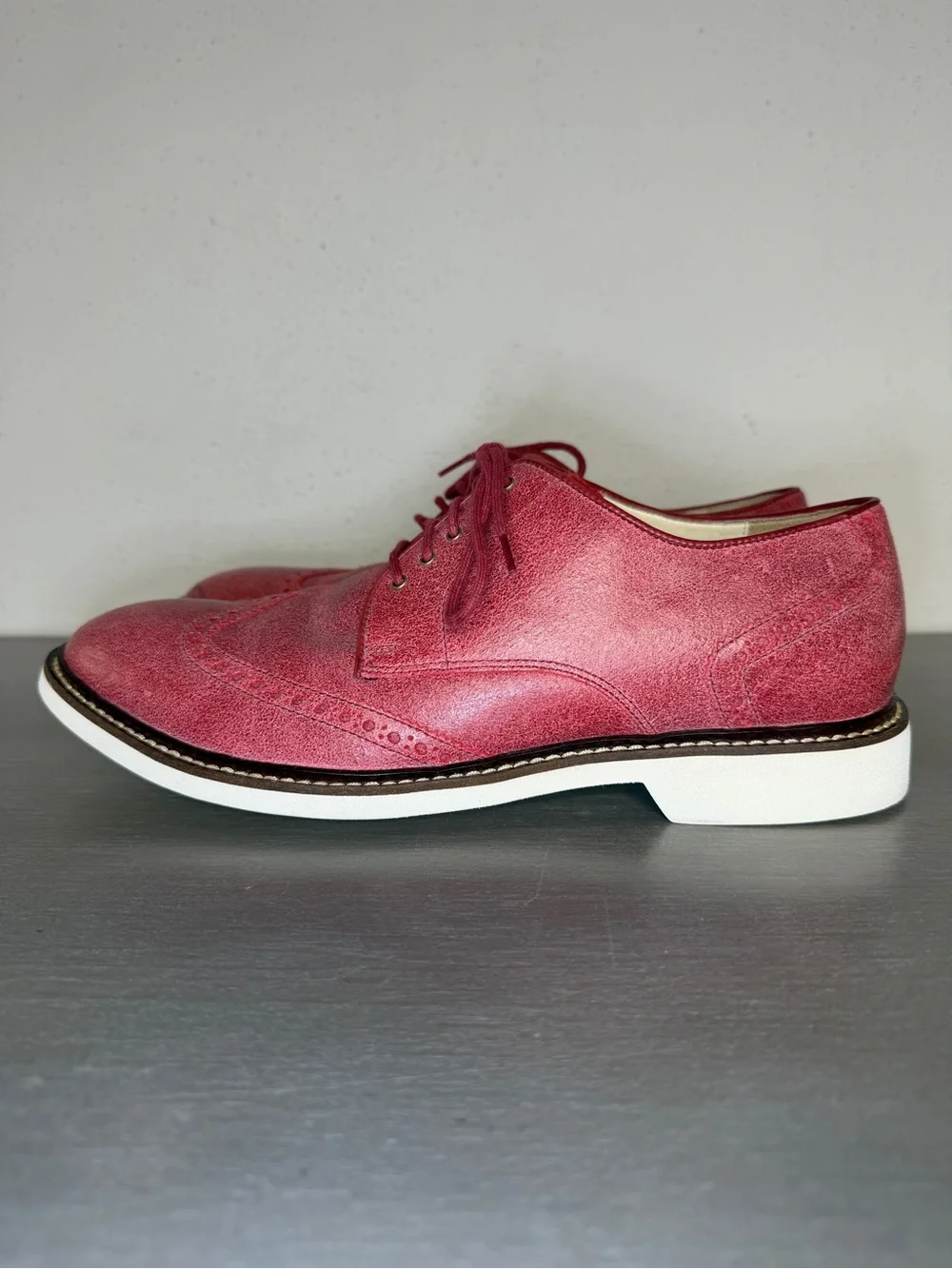 Cole Haan Men’s 10M Red Leather Wingtip Oxford Dress Shoes Brogue Formal